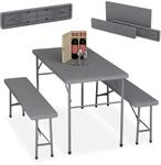 Relaxdays Bierzeltgarnitur klappbar, 3-TLG. Bierbank Set mit gro&szlig;em Tisch, Garten,