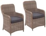 Mendler 2er-Set Poly-Rattan Stuhl HWC-E98, Rattanstuhl Gartenstuhl Korbsessel,...