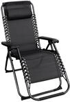 Spetebo Relaxsessel mit Kopfkissen aus Textil Gewebe 178 x 51 cm - anthrazit -