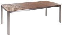 Beliani Gartentisch zertifiziertes Holz Hellbraun Edelstahl 200 x 90 cm...