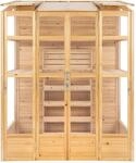 Garten-Gew&auml;chshaus 153 x 61 cm Naturholz Klassisch Hohe W&auml;nde Treibhaus...