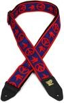 Ernie Ball Klassischer Jacquard Gitarrengurt/Bassgurt - Rot & Blau Peace Love Dove