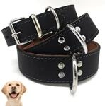 Hundehalsband Leder Schwarz Verschiedene Varianten, Extra Breit &ndash; Starkes...