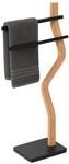 Relaxdays Handtuchst&auml;nder, HxBxT: 86 x 37 x 18 cm, Metall, Holz, 2 Stangen,