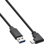 Inline USB-C auf USB-A Kabel, gewinkelt, USB 3.2 Gen.2, 10Gb/s, 3A, kurz, 1,5m,