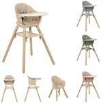 Kikkaboo Kinderhochstuhl Woody 3 in 1 Holzbeine Kinderstuhl Fu&szlig;st&uuml;tze Tablett,
