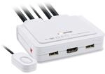InLine 62613I KVM Switch, 2-fach, HDMI, 4K, USB, mit Audio, integr. Kabel