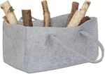 Relaxdays 2 x Kaminholztasche aus Filz, tragbarer Feuerholzkorb, Faltbarer