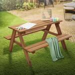 ML-Design Kindersitzgarnitur f&uuml;r Drau&szlig;en, Braun, Sitzgruppe Outdoor 2 B&auml;nke...