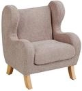 Beliani Kindersessel Boucl&eacute;-Stoffbezug beige Taupe Ohrensessel Holzbeine modern