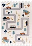 Mazovia Kinderteppich Beige Auto, Stra&szlig;en - Weich, 3D-Muster - Leicht zu...