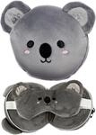 Puckator Cutiemals Koala Relaxeazzz Pl&uuml;sch-Reisekissen & Augenmaske Set