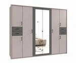 luma-home Dreht&uuml;renschrank Kleiderschrank B273/H210/T58 cm mit 4 Schubk&auml;sten,...