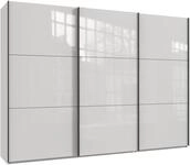 Schwebet&uuml;renschrank 3-t&uuml;rig B300/H216/T65 cm in Wei&szlig; mit Glasfront, schwarzen