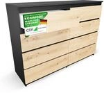 CDF Kommode Anthrazit Artisan mit 8 Schubladen 40 cm Tief Komodenschrank Komode...