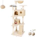 Rohrschneider Kratzbaum Marley, Katzenkuschelnest, Sisal und Pl&uuml;sch (Beige)