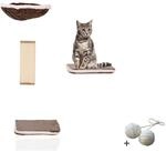Rohrschneider - Vierteilige Kletterwand f&uuml;r Katzen - Wandmontage, Grau