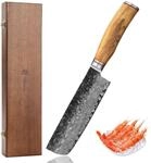 Wakoli Olive HS Nakiri Messer aus echtem Damaststahl (VG10 Kern) mit 17 cm...