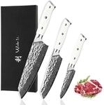 Wakoli Perle Blanche 3er Messerset I Damastmesser (9-18 cm) I 67 Lagen...