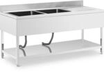Royal Catering Gastro-Sp&uuml;ltisch 2 Becken zu 500 x 500 x 300 mm Edelstahl