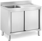 Royal Catering Sp&uuml;ltisch mit Unterschrank, Schiebet&uuml;ren und Aufkantung 100 x...