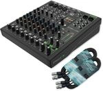 Mackie ProFX10 GO Mischpult akkubetriebener Mixer mit 2x keepdrum XLR-Kabel