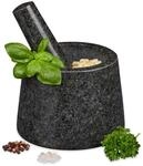 Relaxdays M&ouml;rser mit St&ouml;&szlig;el, Granit, poliert, langlebig, f&uuml;r Gew&uuml;rze und