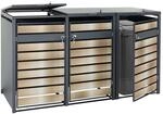 3er M&uuml;lltonnenverkleidung HWC-J81, M&uuml;lltonnenbox, erweiterbar, Metall 82kg,