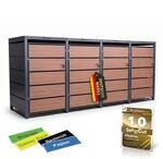ALBATROS M&uuml;lltonnenbox 4er Holzdekor | Metall, 120-240L, abschlie&szlig;bar