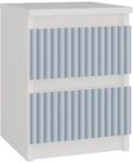 CDF Nachttisch M2 Malwa, Nachtschrank | Farbe: Wei&szlig;/Blau | Ideal f&uuml;r Schlafzimmer,