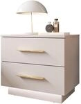 Lookway Nachttisch LINA II Kaschmir mit LED 55x50x37 cm &ndash; Moderne Nachtkonsole