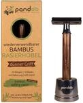 pandoo Rasierhobel mit Halter und Bambus-Griff | Zero-Waste Rasierer 