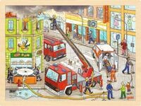 goki 57336 - Einlegepuzzle Feuerwehreinsatz f&uuml;r Kinder &ndash; F&ouml;rdert Fantasie und