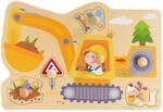 HABA Greifpuzzle Baustelle &ndash; Erstes Holzpuzzle mit gro&szlig;en Kn&ouml;pfen &ndash; Bagger &