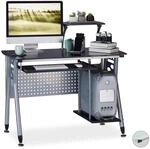 Relaxdays Computertisch Glas, Tastaturauszug & Fach f&uuml;r Rechner, HBT: 98 x 105 x 55