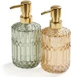 Relaxdays Seifenspender, 2er Set, 400 ml, Glas, nachf&uuml;llbar, Seife, Duschgel, Bad &