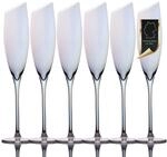 INTIRILIFE 6x Champagner Glas mit moderner Kante und Regenbogen Schimmer - 150...