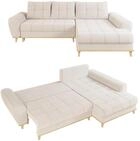 Modernes Ecksofa im Scandi-Stil B268/T175/H86 cm mit Schlaffunktion, Bettkasten,