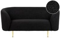 Beliani Sofa im Art-D&eacute;co-Stil mit Armlehnen Metallgestell Boucl&eacute; schwarz modern