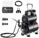 VEVOR Airbrush Set 1/6 PS mit Luftkompressor & Tank, 1 Dual Action Airbrush...