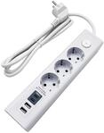 ChiliTec Steckdosenleiste 3-Fach Mehrfachsteckdose mit Schalter 4 USB-A USB-C...