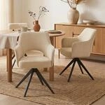IDIMEX Esszimmerst&uuml;hle Florence drehbar 2er Set, Cremewei&szlig;- Moderne Polsterst&uuml;hle