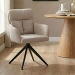 IDIMEX Esszimmerstuhl Elara 360&deg; drehbar, Beige- Moderner Polsterstuhl mit hoher