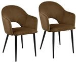 SVITA Hailey 2er Set Esszimmerst&uuml;hle K&uuml;chen-Sessel gepolstert Samt Braun