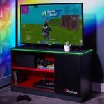 X-Rocker Carbon-Tek LED-TV-Einheit mit 4 Ablagen, modern, gl&auml;nzend, matt, MDF,