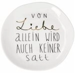 R&auml;der Mix&Match Teller &bdquo;Von Liebe allein &ndash; Porzellan mit Spruch, 14 cm
