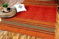 Navarro Natur Teppich Bauwolle Kelim Terrakotta in 6 Gr&ouml;&szlig;en