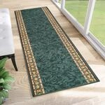 TAPISO Anti Rutsch Teppich L&auml;ufer rutschfest Br&uuml;cke Meterware Gr&uuml;n Gelb Ornament
