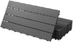 ECD Germany WPC Terrassenfliesen 60x30 cm/12 St&uuml;ck=2m&sup2;, Anthrazit, geriffelt,