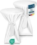 Beautissu 2X Premium Stehtischhussen 70 cm Blickdicht Wei&szlig; &ndash; Tischhussen f&uuml;r